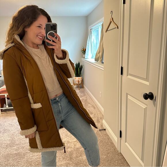 J. Crew Tan Sherpa Signature Puffer Jacket XS - Picture 3 of 15